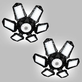 Luces LED para Garaje, Luz de Garaje Deformable Luces Led de Techo para Tienda con 6 Paneles,Lámpara de Garaje Ajustable y Plegable E26E27 para