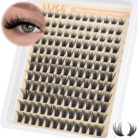 ALICE Lash Clusters Wispy Cluster Eyelash Extensions 144pcs 10-16mm Fluffy Volume Individual Lashes Waterproof Natural Lash Extensions DIY Cluster Lashes DIY at Home