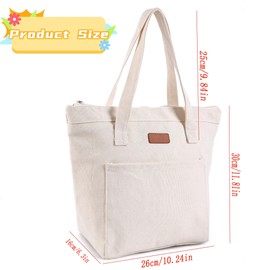 HOMDOWUP Women Lunch Tote, Reusable Lunch Bag for Men Adult Work School Travel, Reusable Leakproof Tote, Insulated Lunch Bag (Beige, M)