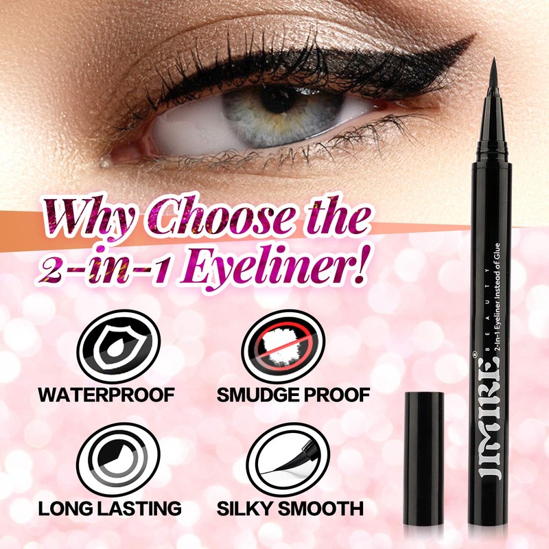 JIMIRE 2-in-1 Eyeliner Instead of Glue, Magic Eyeliner | Extra