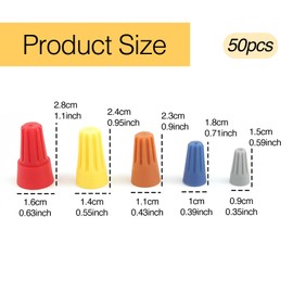50 Pcs Wire Nuts,Wire Caps,Electric Cable Connectors,Electrical,for Wiring,with Spring Assortment Kit for 10-22 AWG Gauge for Colorful Twist for Quick Connection Screw Terminals