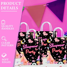 Roselush 16 Pcs Sleepover Party Favor Bags for Girls, Reusable Drawstring Goody Bags and Party Bags for Kids Pajama Night, Pj Party, Sleepover Decor