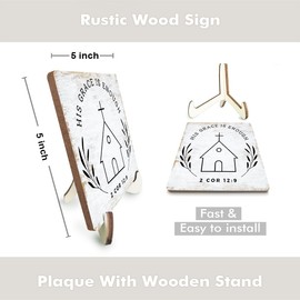 Encouragement Christian Gifts for Women Men Religious Bible Verse Wood Sign Rustic Desk Decor Decorative Home Decorations Office Desk Accessories Table Cubicle Decor Wooden Plaque with Wood Stand