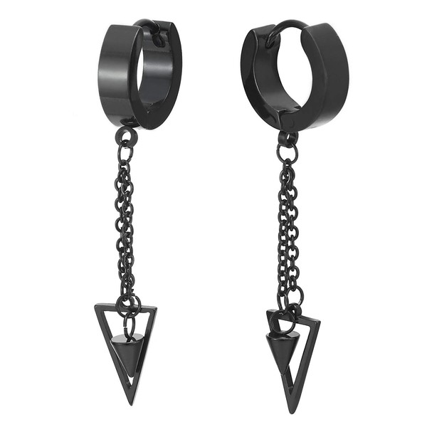 Pair of Stainless Steel Huggie Ear Cuff Earrings with Long