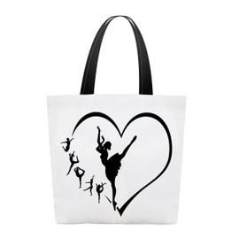 Canvas Tote Bag for Women, Dance Life Shoulder Bags, Dance Gifts for Dancers Dance Teams Dance Teachers Dance Coach Friends Sisters Daughter, Dancing Themed Reusable Shopping Bags -07
