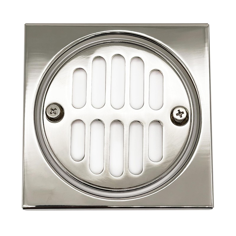 Westbrass R313-05 Square Brass Shower Tile with Round Strainer Grid