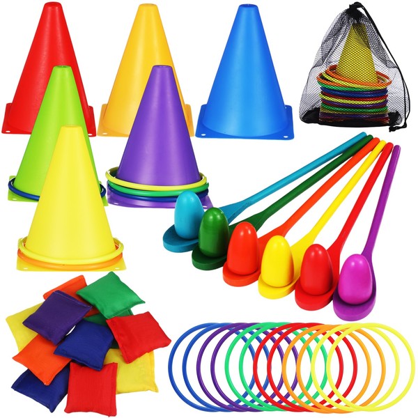 Libima 43 Pcs Carnival Games Combo Set, Egg Spoon Relay