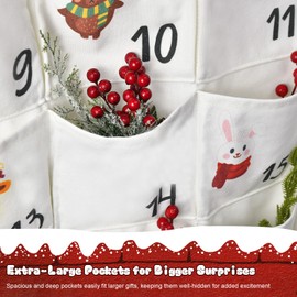 Advent Calendar for Filling, cshare 24 Advent Calendar Made of Fabric for Filling, with Fairy Lights, Santa is Coming Countdown Calendar for Hanging, Gift Bag, Reusable Tapestry Set