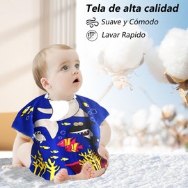 JIEHUA Bata de Baño Niño, Bata de Baño Niña,Toalla de Playa con Capucha, Toalla para Bebe Súper Suave y Ligero, 100% Microfibra, UPF50+ Protección Solar, Rápida Absorción de Agua (Tiburón Azul)