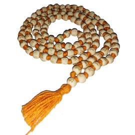 Purpledip Siddha Japan Garland Wooden Prayer Beads 108+1 Rabbit Rama Beads Unisex (12457B), Wood, Pearl