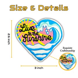 AAVEDGE Beach Iron On Patches, Waves & Sun Embroidered Jean patches, LIVE IN SUNSHINE Blue Ocean Holiday Sew On Patch Applique Beach Patches Iron On for Clothes, Vest Jackets, Jeans, Backpacks & Hats.
