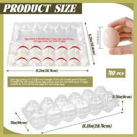 zandfelo 40 Pcs Plastic Egg Cartons, 12 Grids Eggs Cartons, 2x6 Grids Egg Boxes, Eggs Containers for Refrigerator,Chicken Farm Markets