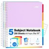 SUNEE 5 Subject Notebook College Ruled - 400 Pages, 9"x11",