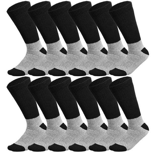 Doctor Recomienda calcetines térmicos para diabéticos que mantienen el pie caliente y no se atan para hombres y mujeres, 12 pares, color negro., 10-13