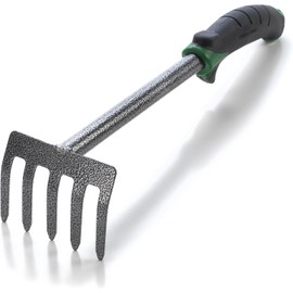 Edward Tools Mini Rastrillo Cultivador de Mano ErgoGrip de Acero al Carbono para Jardín