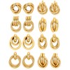 Wrlcorly 8 Pairs Gold Knot Earrings for Women Geometric Twisted