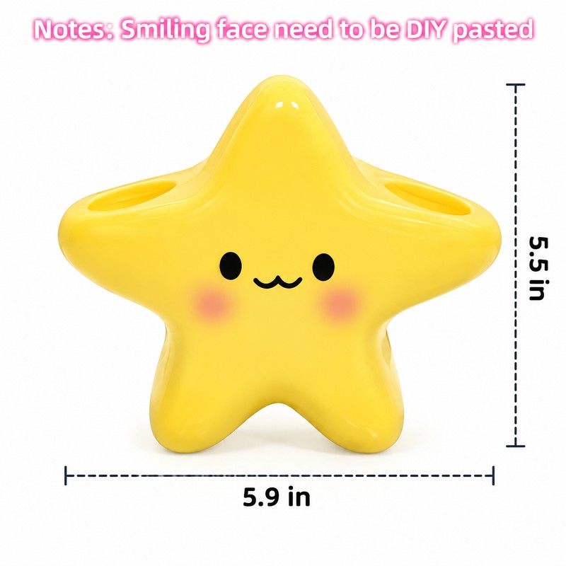 Star-Shaped Toothbrush Holder for Bathroom Organization – Cute Face Design