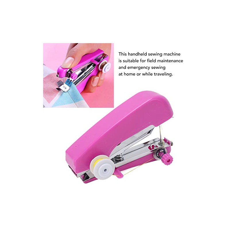 Pssopp Mini Single Stitch Handheld Sewing Machine, Pink, Hand Powered,
