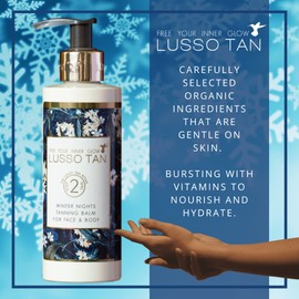 Self-Tan Tanning Balm by Lusso Tan - Instant-Drying Winter Nights Fake Tan for Face and Body. Streak-Free and Guide-Colour-Free Skin Care Moisturiser Lotion. Organic Vegan and Cruelty-Free False Tan.