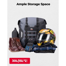 KEMIMOTO PVC Waterproof Motorcycle Saddlebags with Bottle Holders 52L(26L*2) Adventure Sport Bike Luggage Bag Saddle Bags Side Bags for Motorbike Travel Detachable Motorcycle Bag