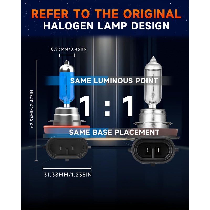 SENROBO Halogen Headlight Bulbs Fit for Nissan Rogue 2008-2014, H11/H9/H8