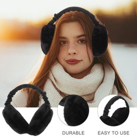 SOIMISS Winter Ear Warmers Earmuffs Plush Fluffy Ear Warmers for Women, Men, Girls, Children, Outdoor Ear Cups, Soft Cold Protection Accessories, Christmas (Black), black