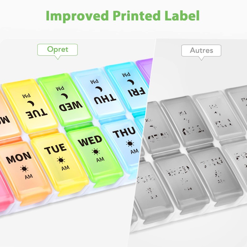 Opret Pill Box Organiser 7 Day for AM PM, Pill