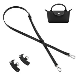 QIUTIMIY Leather Handbag Strap, Shoulder Bag Straps Replacement For Longchamp Purse Bags, Crossbody Adjustable Shoulder Strap(Black,sliver)