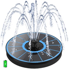 Yzert Solar Fountain with 2000 mAh Battery Backup Works in Cloudy, Glass Solar Powered Bird Bath Fountains with 7 Nozzles, 3.5 W Solar Fountain Pump for Birdbath,Garden, Outdoor, Pond (Blue)