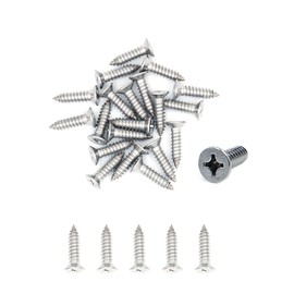 500X NUZAMAS 6G*25 304 Stainless Steel Self-Tapping Screws Cross Flat Countersunk Head Miniature Wood Screw (ST3.5 * 25)