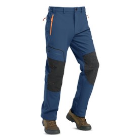 TACVASEN Men's Snow Ski Pants Hiking Pants Winter Warm Insulated Pants Snowboard Waterproof Fleece Lined Hunting Pants Blue 30