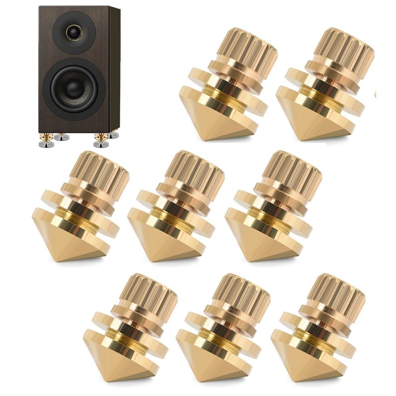8 Pcs Speaker Spike Copper Stand Feet Cone Base Pads