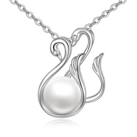 ONEFINITY Swan Necklace 925 Sterling Silver Freshwater Pearl Swan Pendant Necklace Jewelry for Women