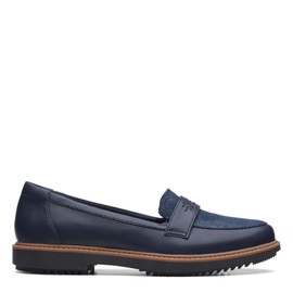 Clarks Raisie - Mocasines para Mujer, Cuero Azul Marino, 22