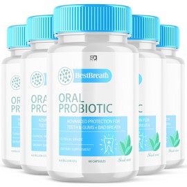 Best Breath (5 Pack) Best Breath Oral Probiotic, BestBreath Gum Teeth Health (300 Capsules)