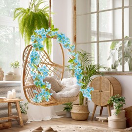 Pack of 2 Artificial Cherry Blossoms Flower Garland, Flower Vine Decoration, 1.8 m Artificial Flowers Garland, Cherry Blossoms, Flower Vine, Blue, Artificial Flowers, Silk Flowers, Flower Garland,