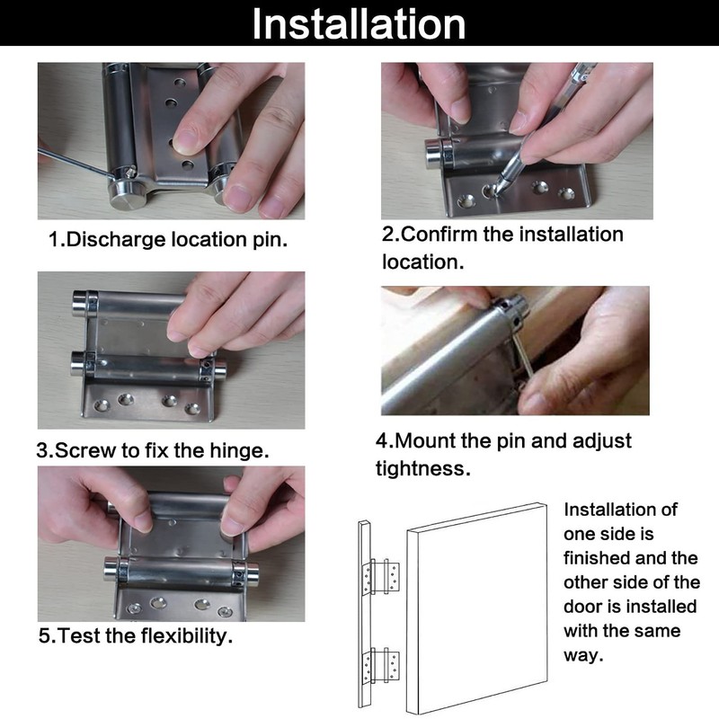 Pair of 8" Heavty Duty Double Action Spring Hinges, Self