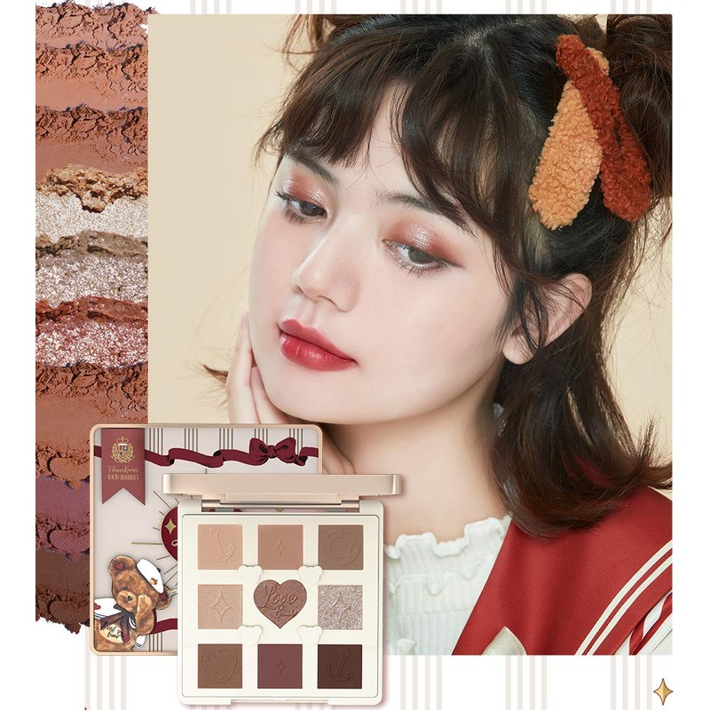 Flower knows LoveBear 9 Colors Eyeshadow Palette (Hazelnut Cocoa)