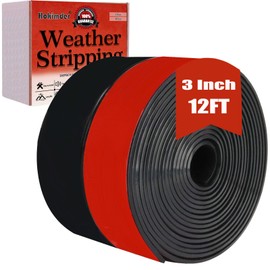 Silicone Weather Stripping Door Seal, Strong Adhesive Door Draft Stopper, Silicone Seal Strip for Door Under Bottom, Glass Shower Door, Sliding Door and Window, 3 Inch x 12 FT Black