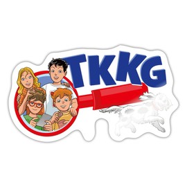 Spreadshirt TKKG Junior Logo Die Bande Mit Oskar und Lupe Sticker, 10 x 10 cm, Glossy White