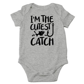 CBTwear I'm the Cutest Catch Baby Bodysuit - Adorable Boy Girl Romper Clothing Funny Cute Infant Outfit (Newborn, Heather Grey)