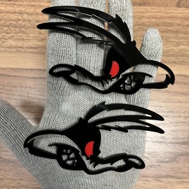 2Pc Coyote Badges Emblem Red Eye Bandit 3D Fender Angry Agressive Badges Sticker Nameplate Replacement for Universal Car Body Motorcycle SUV Door Window Decoration (Gloss Black Red)