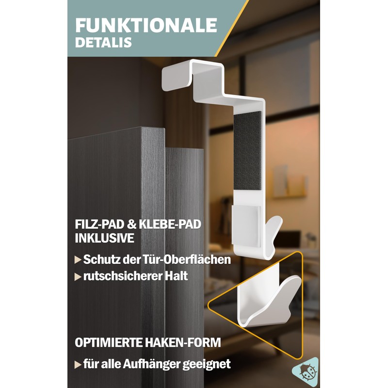 Menz Premium Door Hooks for Hanging Inside - Pack of