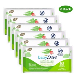 Dove 6 Pack Dove Hypoallergenic Baby Wipes (63 each) Sensitive Skin Fragrance Free