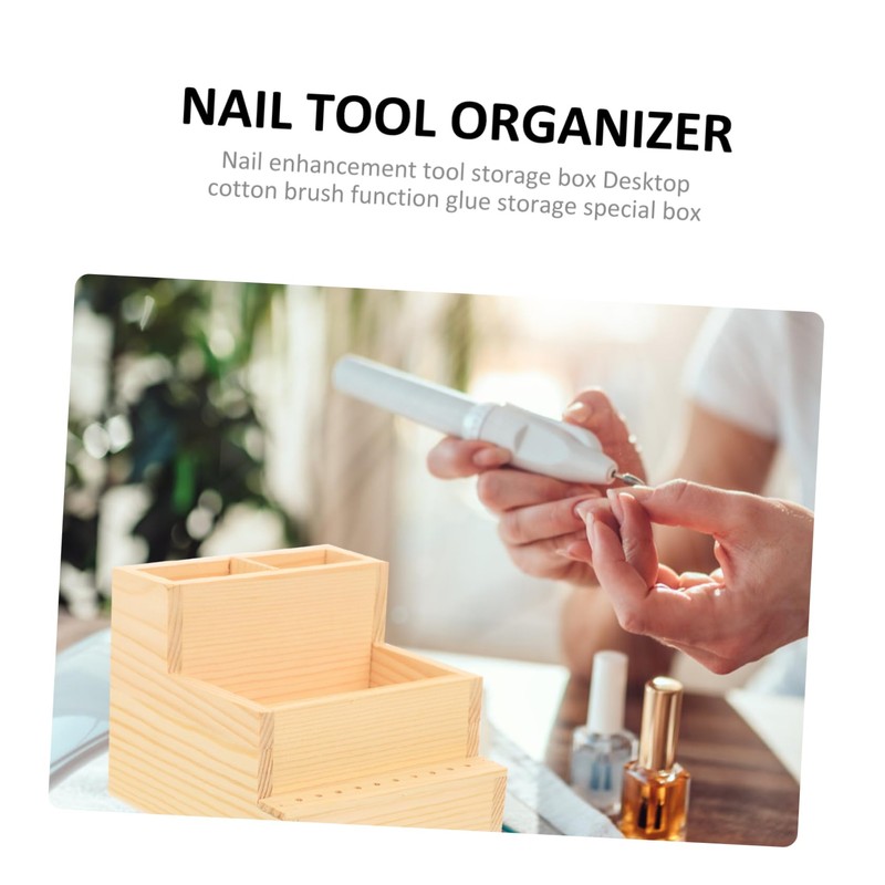 BIUDECO Nail Tool Storage Box Double Makeup Organizer for Desk