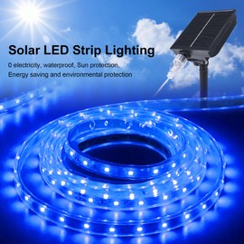 MIHEAL Solar LED Strip Lights Outdoor, 16.4ft 280 LEDs, Solar Powered Blue Light LED Strip with 8 Lighting Modes IP67 Waterproof 2835 SMD Rope Lights for Garden Trees Christmas Party Decor