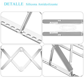Base para Laptop Soporte para Laptop Computadoras Portátil, Laptop Stand Aluminio Plegable Almohadilla de Silicona Completa Antideslizante, 7 Altura Ajustable Porta Laptop