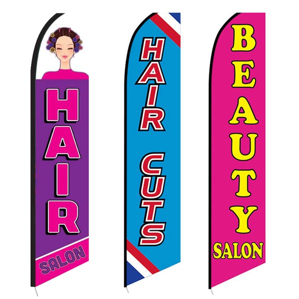 3 Swooper Flags Beauty Salon Hair Cuts Salon Welcome OPEN