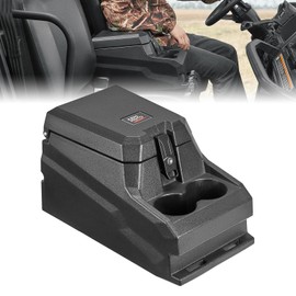KEMIMOTO Bench Seat Console Armrest Box Cup Holder, Compatible with Can-Am Defender & Defender MAX, 13L Lockable Water-Resistant Storage Box