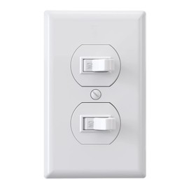 ELEGRP Double Toggle Light Switch - 15A, 120V, In-Wall On/Off, Self-grounding, Wall Plate Included, UL Listed (1 Pack, Glossy White)